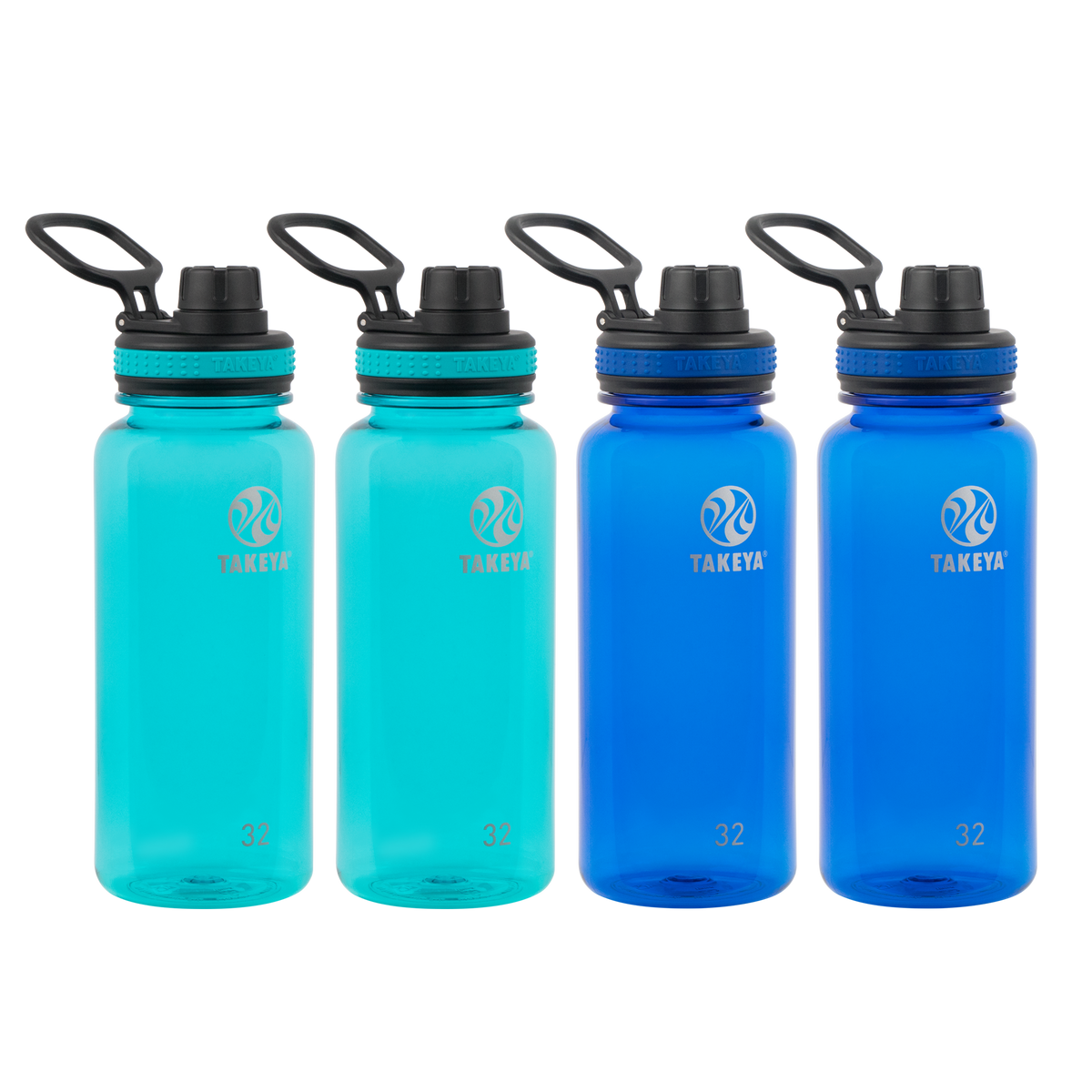 Tritan Water Bottle With Spout Lid (4 Pack) N7 — 32oz / Ocean/Royal
