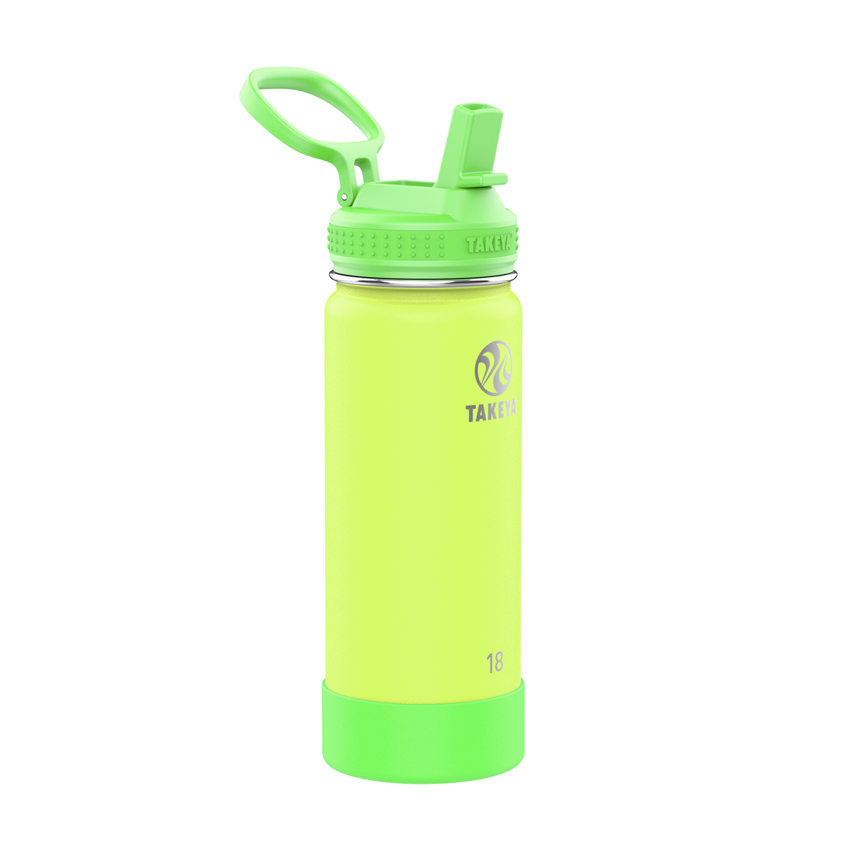 Actives Kids Glow In The Dark Water Bottle With Straw Lid R8 — 18oz / Lightning Green