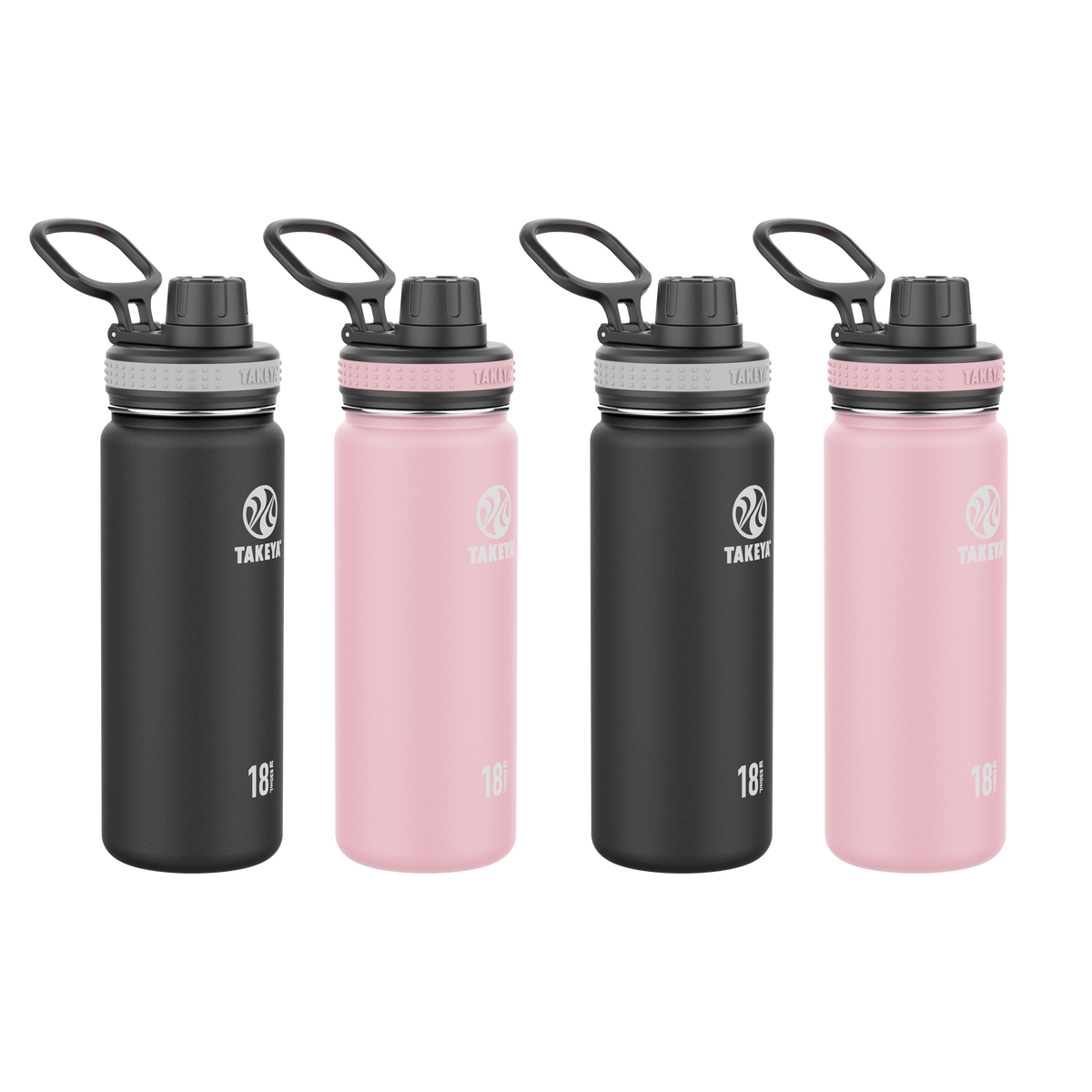 Originals Water Bottle with Spout Lid (4 Pack) U3 — 18oz / Black/Blush