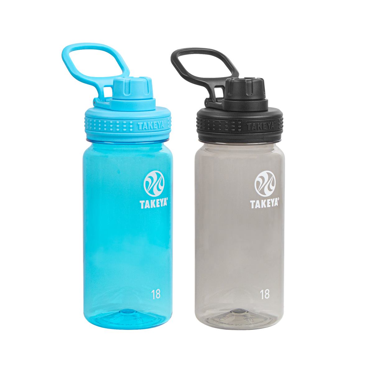 Tritan Water Bottle Bundle With Spout Lid (2 Pack) T5 — 18oz / Breezy Blue/Stormy Black