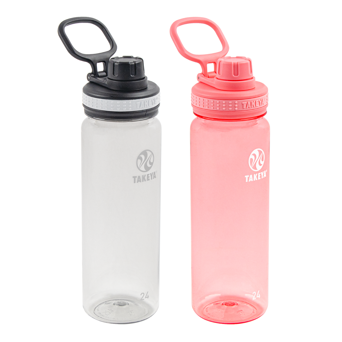 Tritan Water Bottle Bundle With Spout Lid (2 Pack) N1 — 24oz / Clear/Flutter Pink
