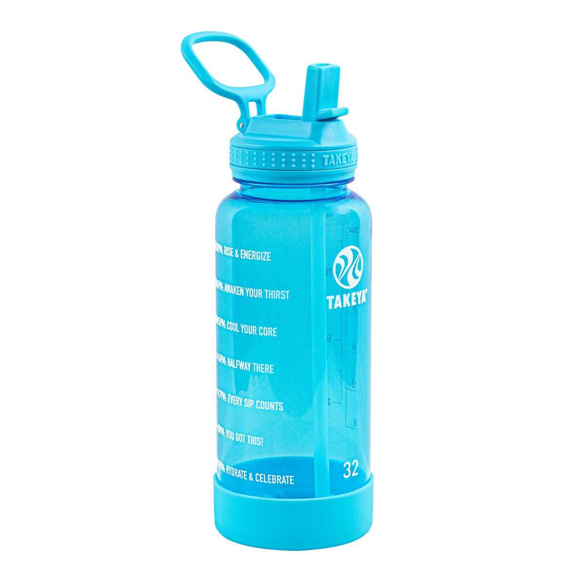 Tritan Motivational Water Bottle With Straw Lid A8 — 32oz / Breezy Blue