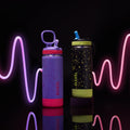 Glow In The Dark Sport Kids Water Bottle Confetti With Straw Lid U8