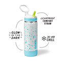 Glow In The Dark Sport Kids Water Bottle Confetti With Straw Lid U8
