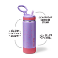 Glow In The Dark Sport Kids Water Bottle Confetti With Straw Lid U8