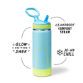 Glow In The Dark Sport Kids Water Bottle Confetti With Straw Lid U8