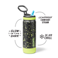Glow In The Dark Sport Kids Water Bottle Confetti With Straw Lid U8