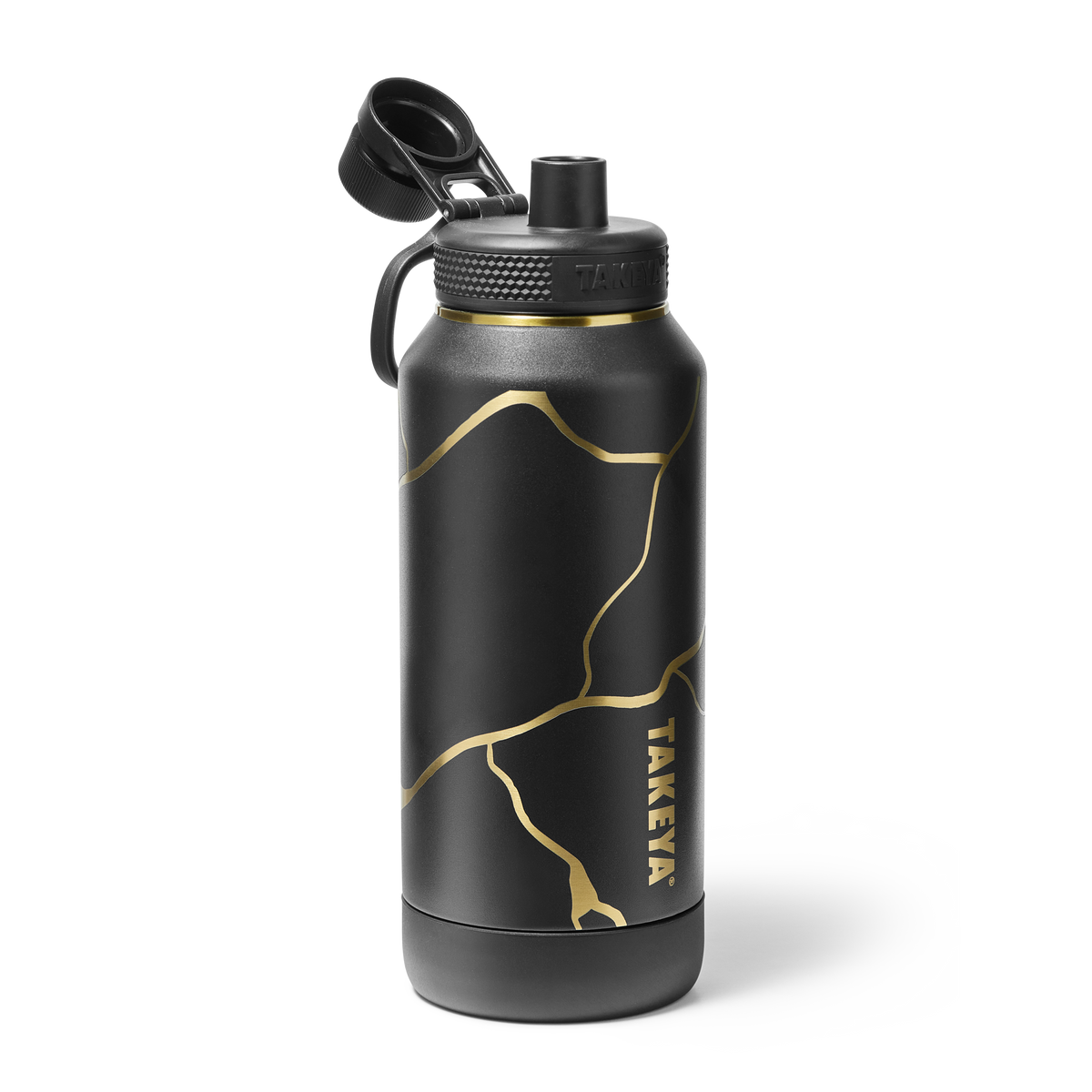 Kintsugi Water Bottle with Spout Lid X9 — 32oz / Noire