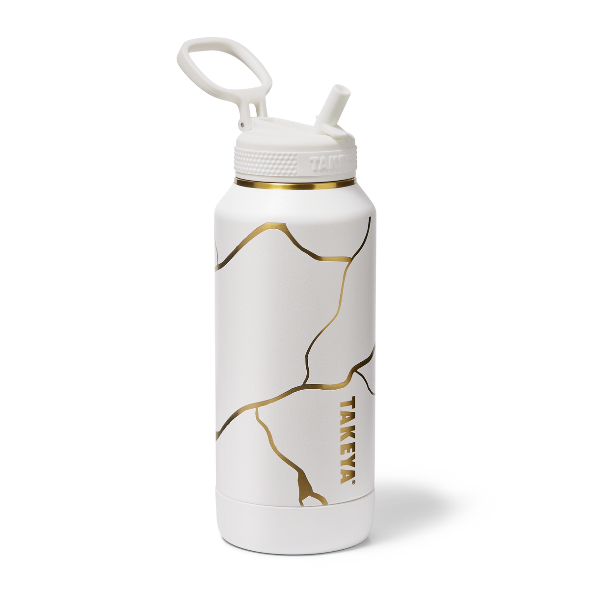 Kintsugi Water Bottle with Straw Lid G6 — 32oz / Blanc